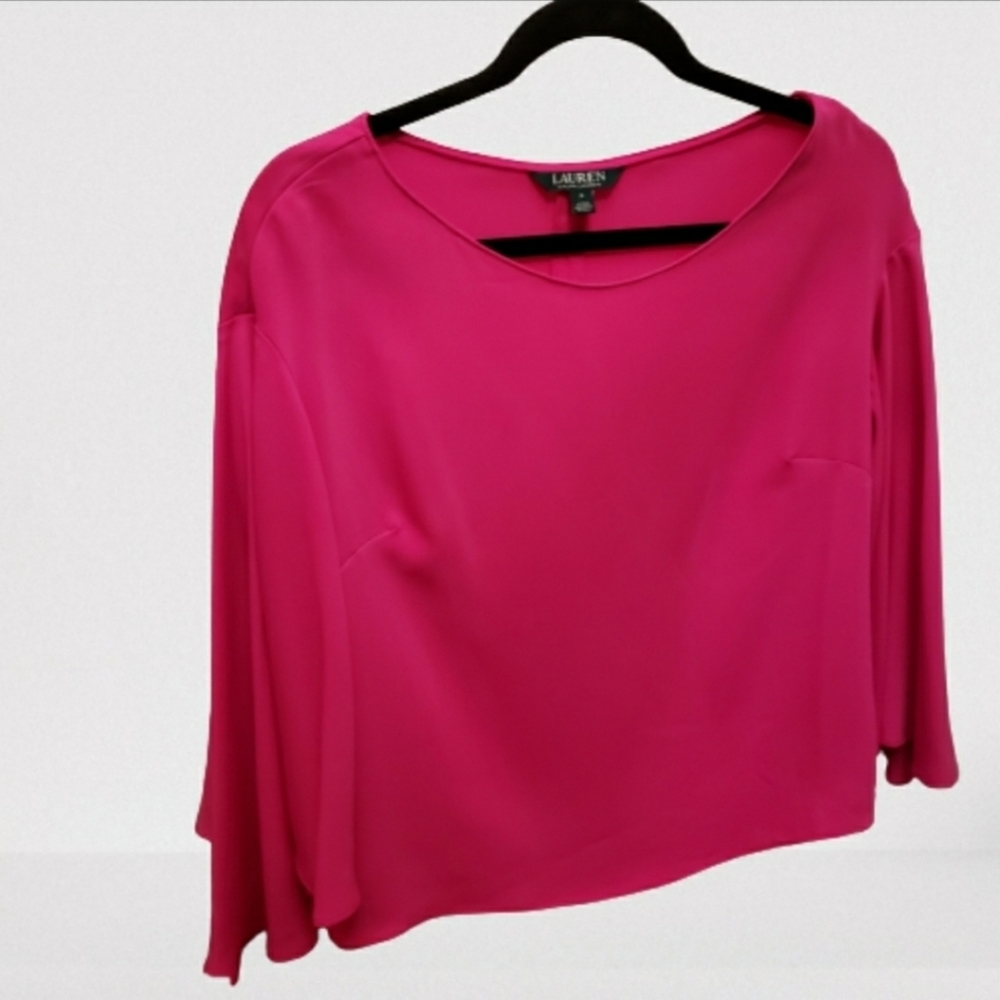 Lauren RL fuschia bell sleeve blouse NWOT